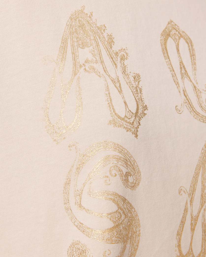 AllSaints Ella Lisa Boxy Embellished T Shirt Women's Dove White Women's