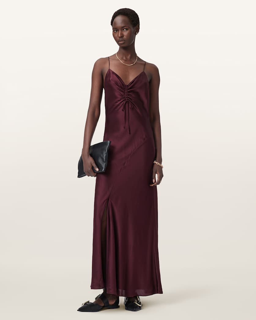 AllSaints Alexia Sleeveless Maxi Dress Women's Oxblood Red Women's