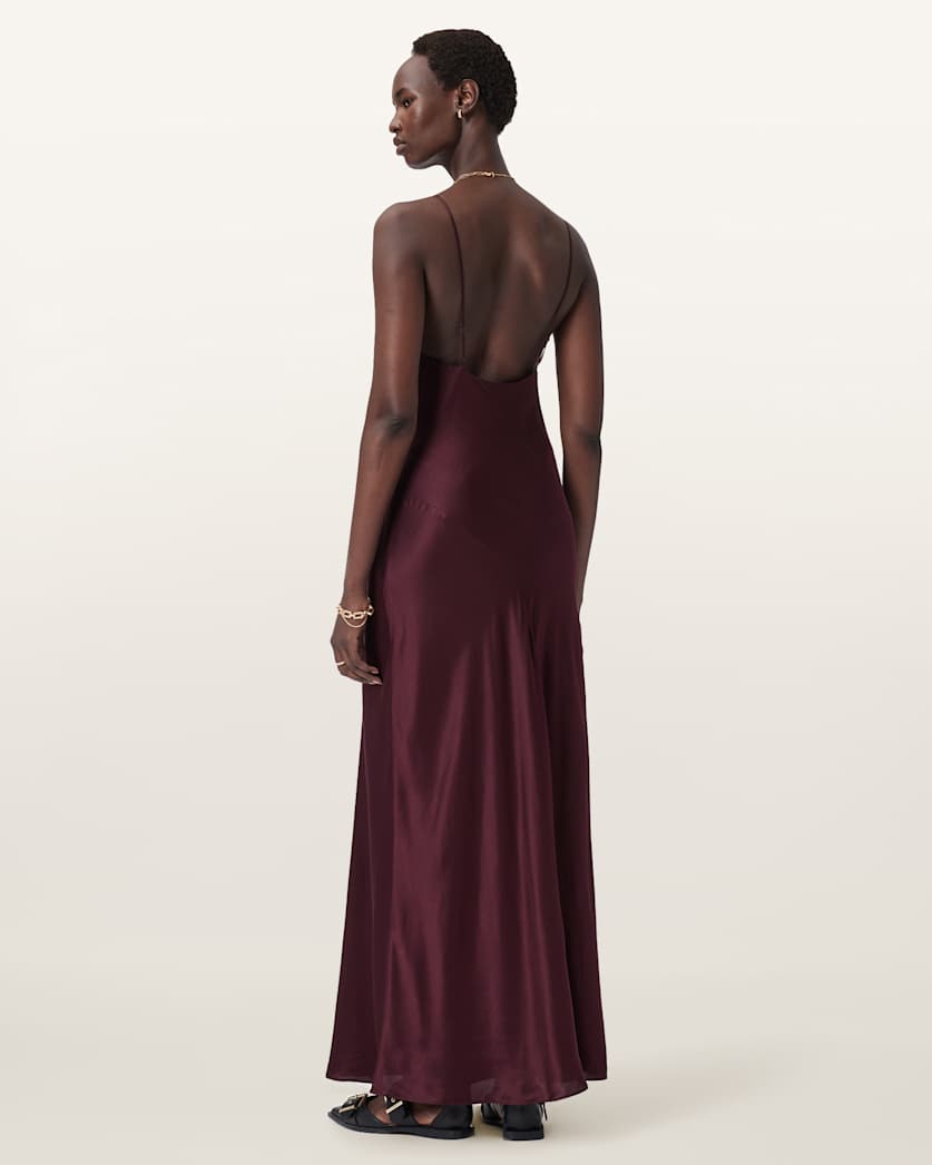 AllSaints Alexia Sleeveless Maxi Dress Women's Oxblood Red Women's