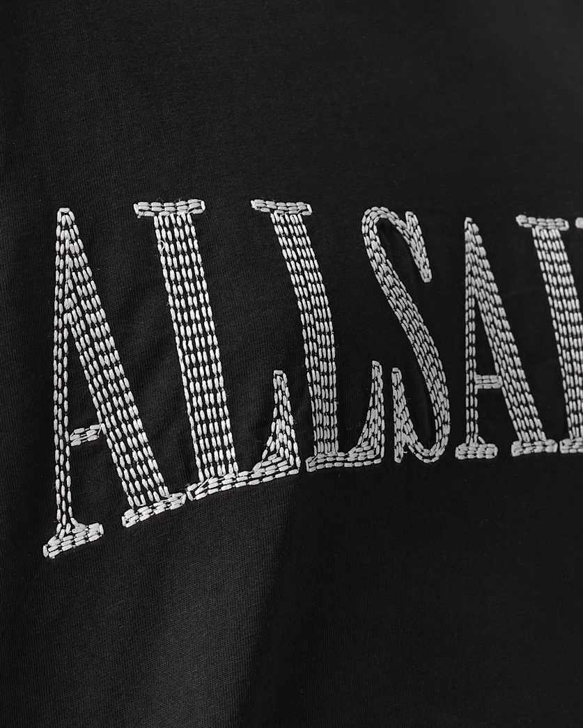 AllSaints Dash Etta Oversized Embroidered T Shirt Women's Washed Black Women's