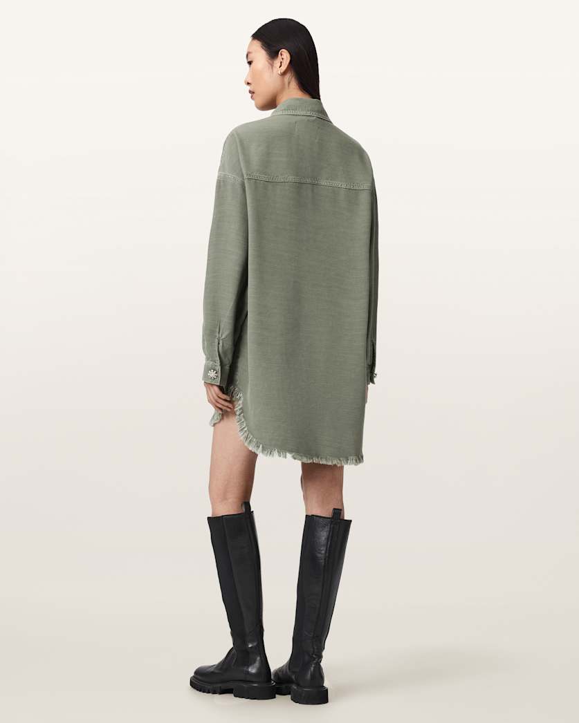 AllSaints Hettie Oversized Long Sleeve Shacket Dress Women's Vintage Khaki Women's