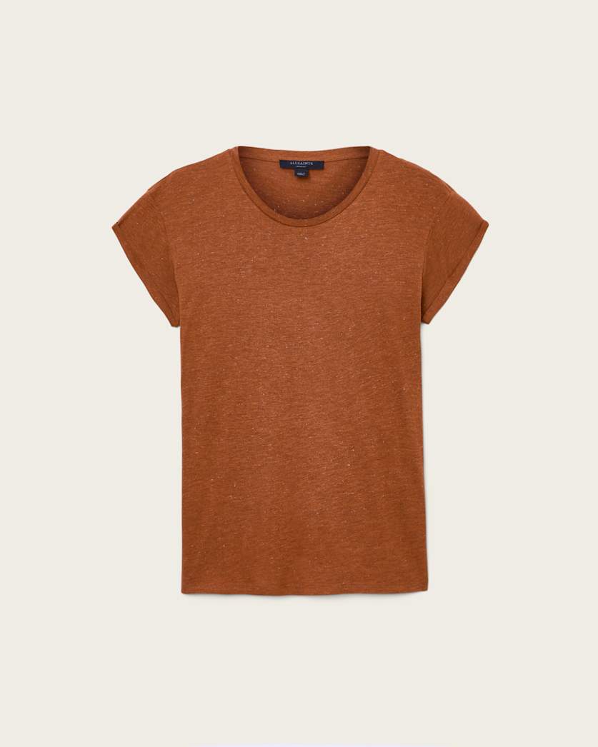 AllSaints Anna Short Sleeve Shimmer T Shirt Women's Khaki Green Women's