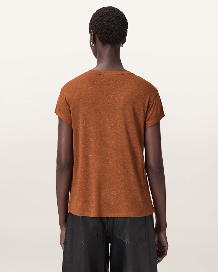 AllSaints Anna Short Sleeve Shimmer T Shirt Women's Khaki Green Women's