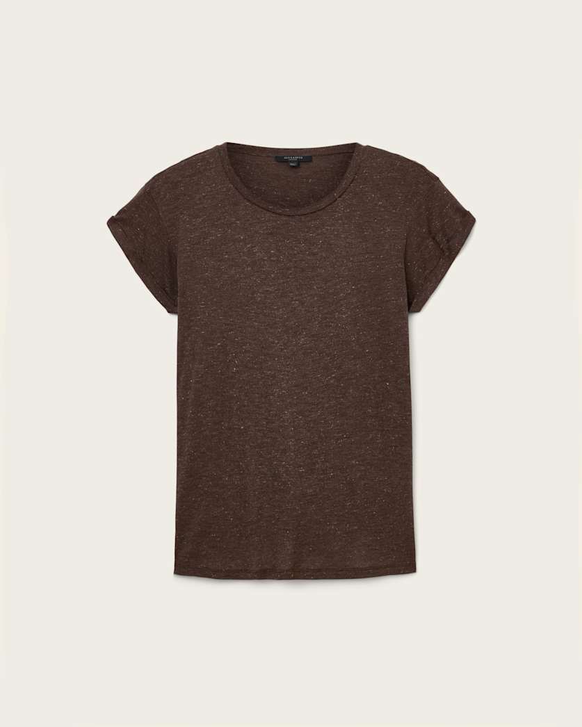 AllSaints Anna Short Sleeve Shimmer T Shirt Women's Khaki Green Women's