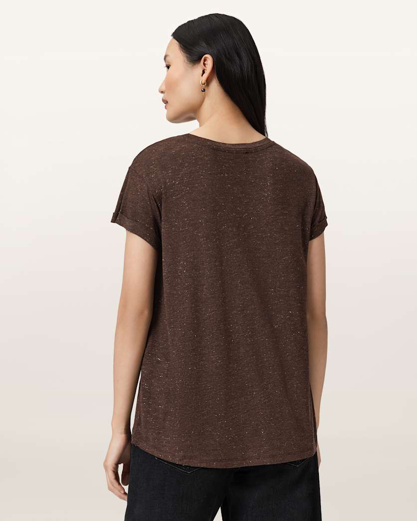 AllSaints Anna Short Sleeve Shimmer T Shirt Women's Khaki Green Women's