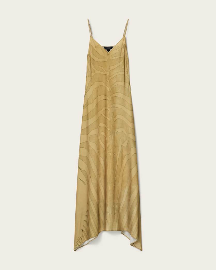 AllSaints Leona V Neck Maxi Slip Dress Women's Zebra Black Women's