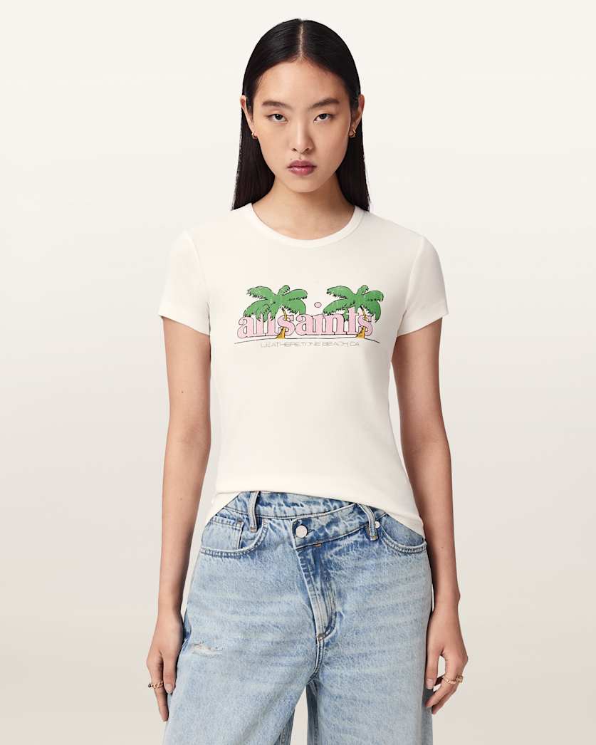 AllSaints Troppo Stevie Slim Fit T Shirt Women's Chalk White Women's