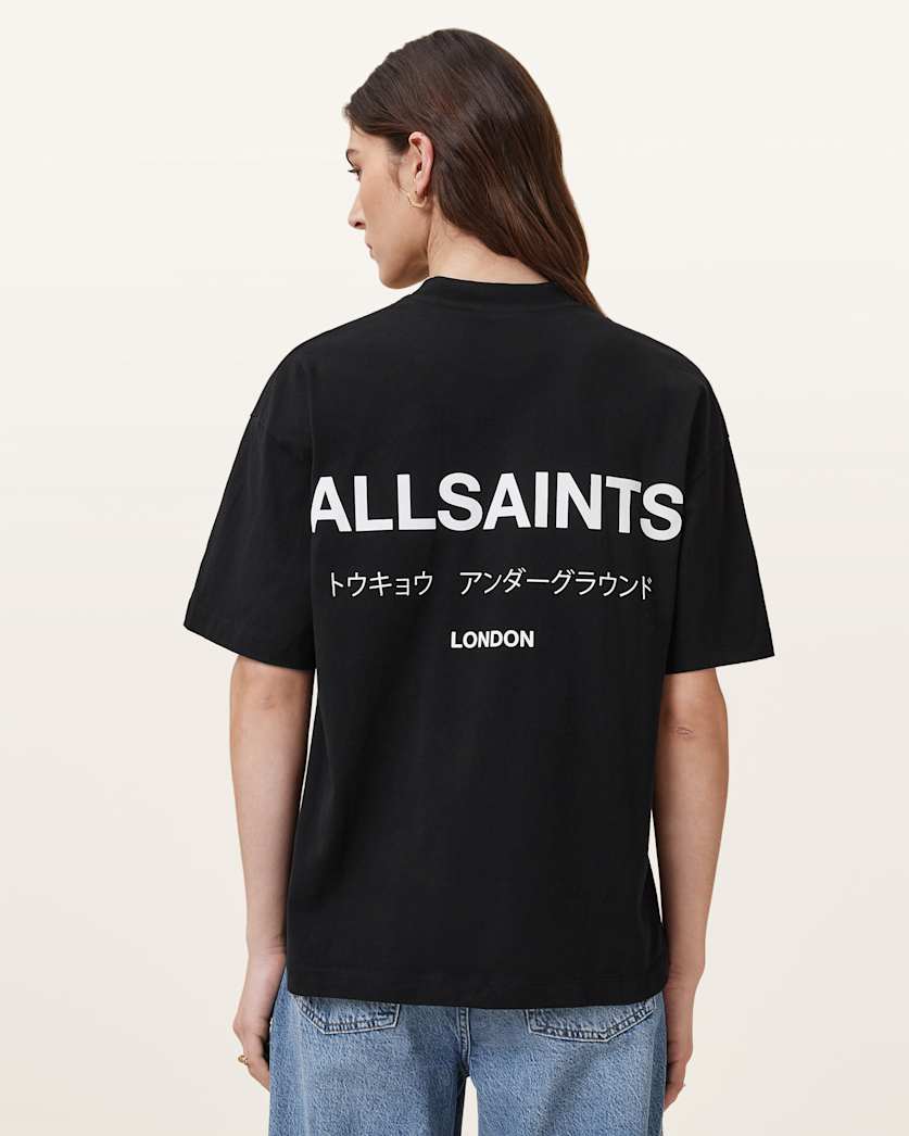 AllSaints Underground Etta Oversized T Shirt Women's Black Women's