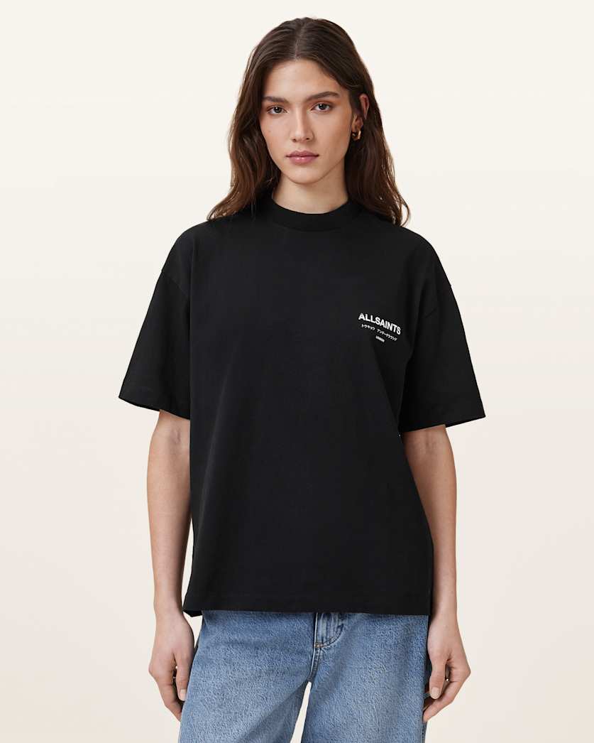 AllSaints Underground Etta Oversized T Shirt Women's Black Women's
