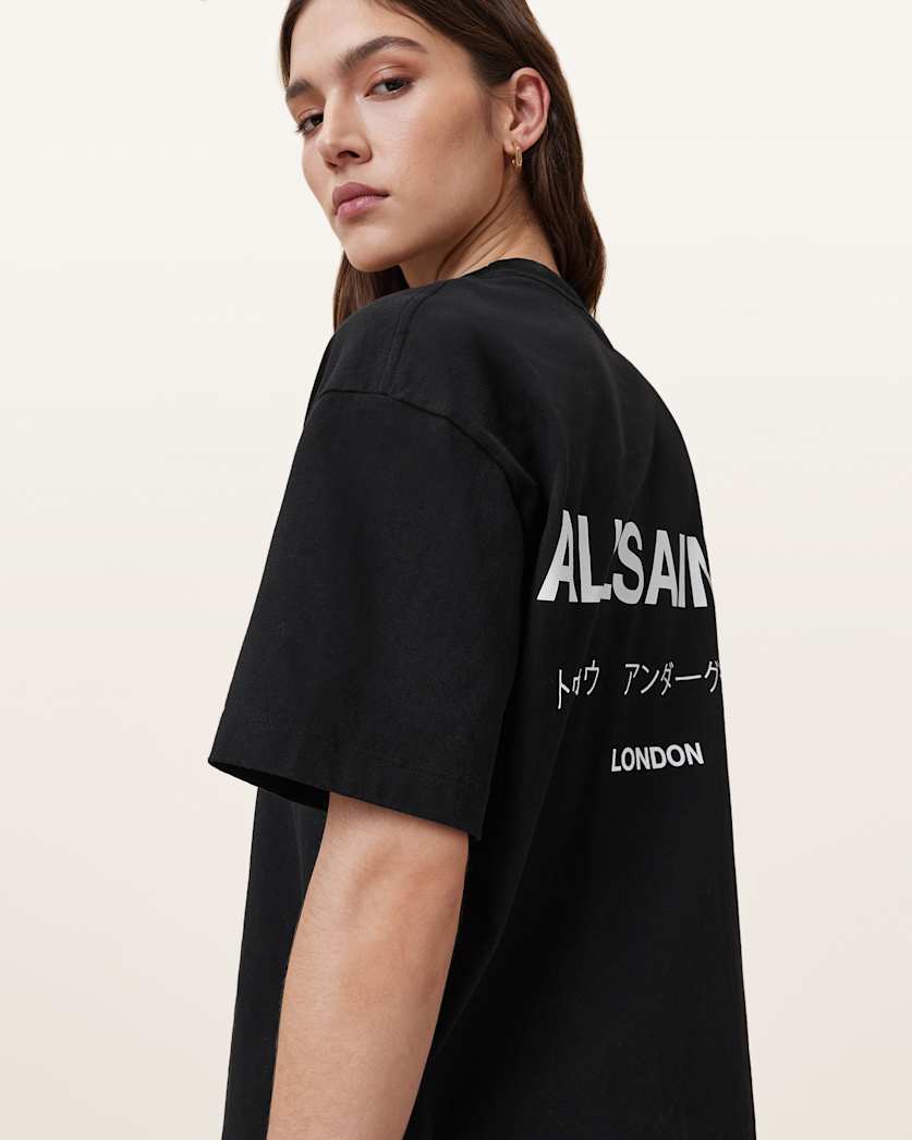 AllSaints Underground Etta Oversized T Shirt Women's Black Women's
