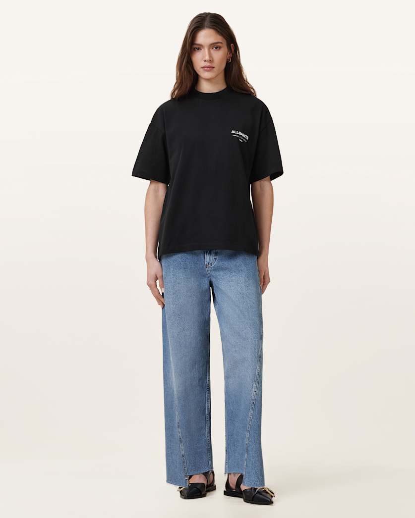 AllSaints Underground Etta Oversized T Shirt Women's Black Women's