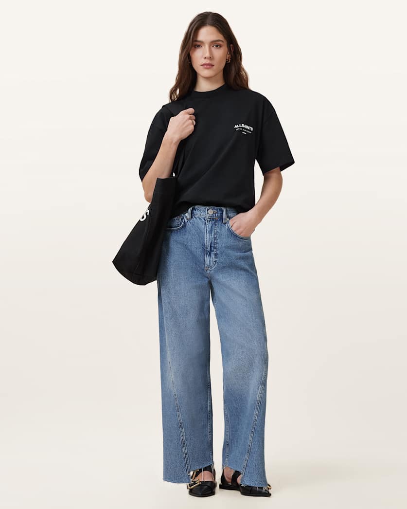 AllSaints Underground Etta Oversized T Shirt Women's Black Women's