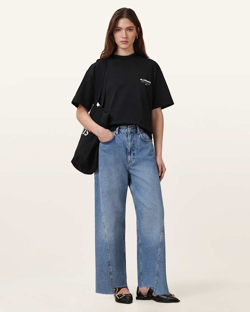 AllSaints Underground Etta Oversized T Shirt Women's Black Women's