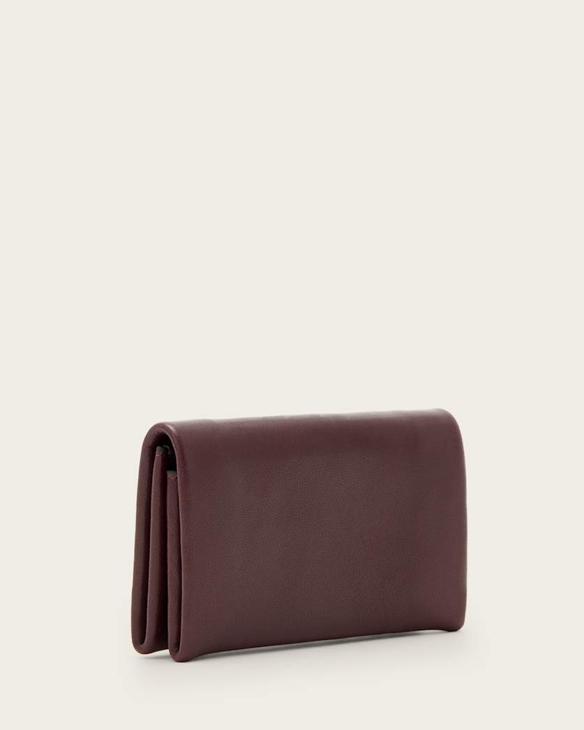 AllSaints Harluna Leather Wallet Women's Dark Red Women's