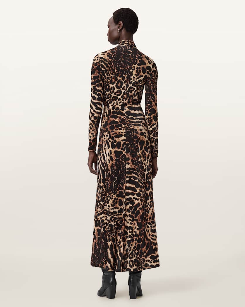 AllSaints Mina A Line Maxi Dress Women's Pardus Honey Brown Women's