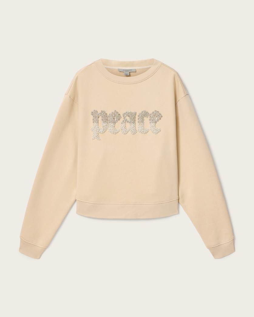 AllSaints Peace Pippa Embellished Sweatshirt Women's Sandy White Women's
