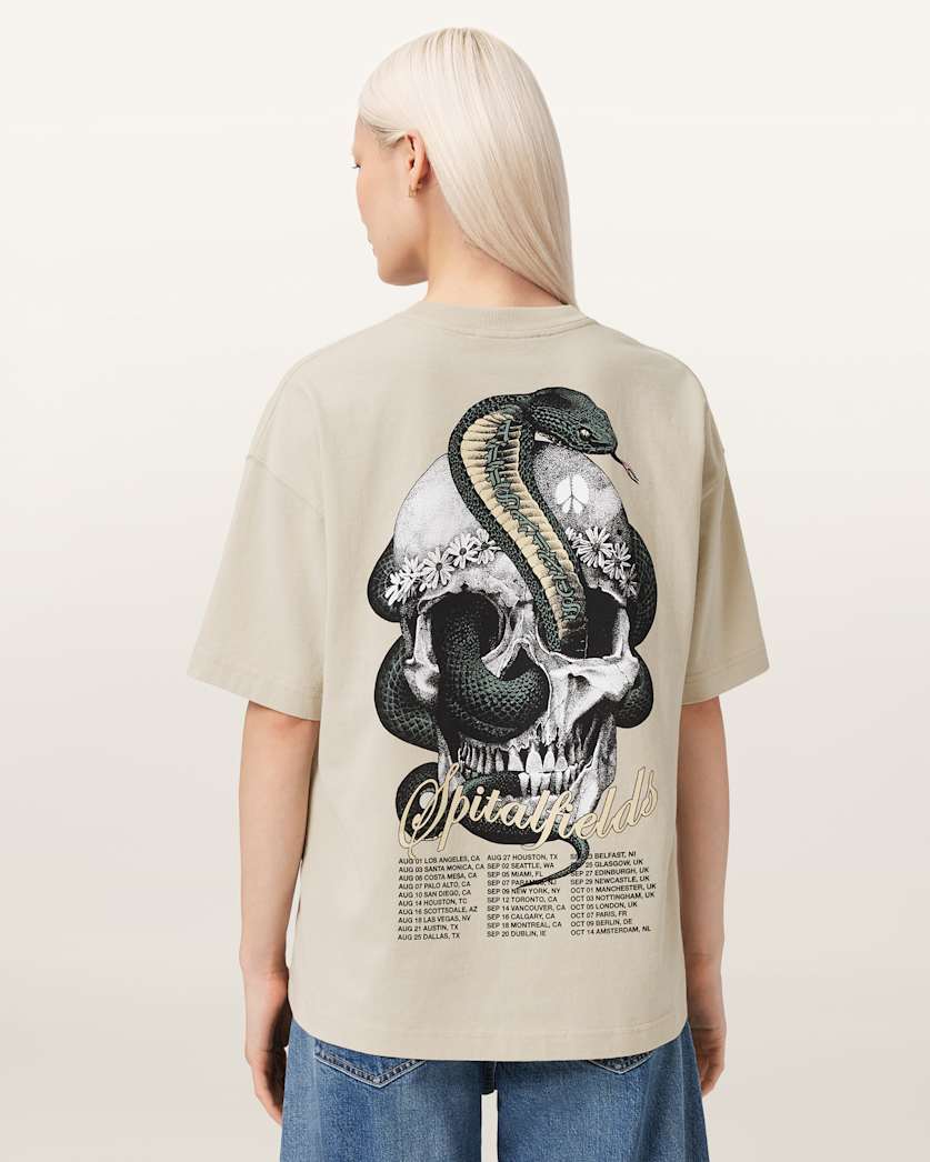 AllSaints Snakehead Oversized Etta T Shirt Women's Almond White Women's