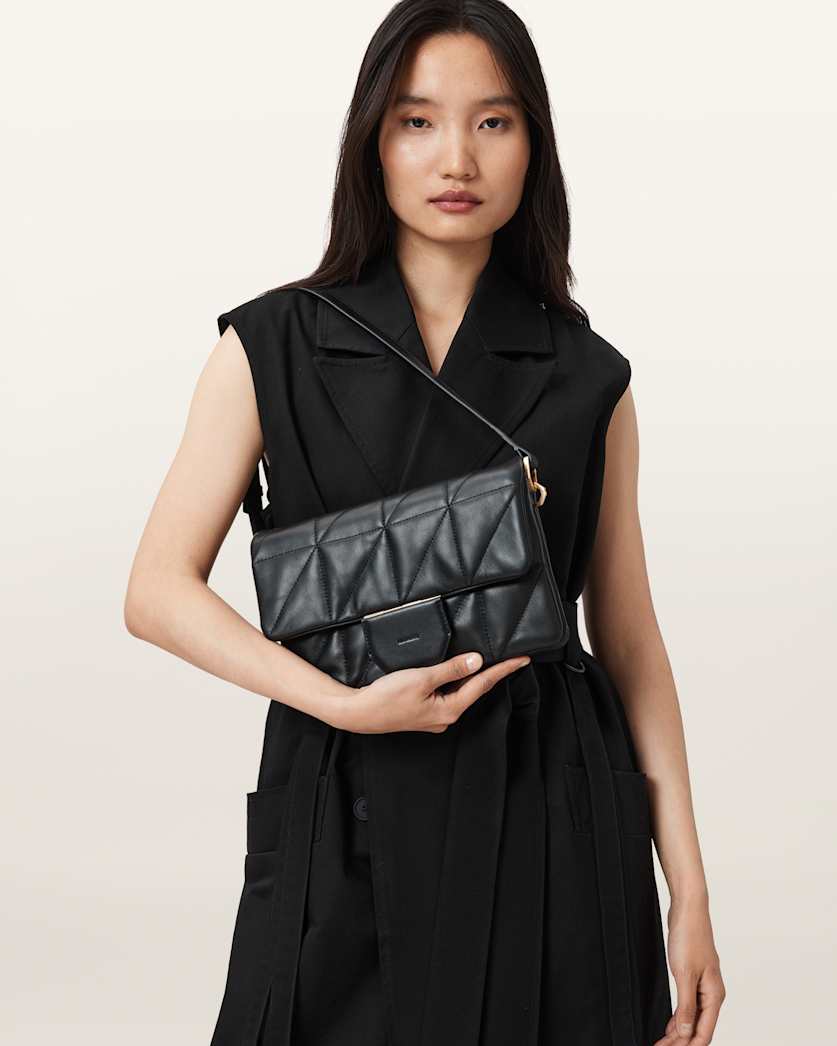 AllSaints Ondine Quilted Leather Shoulder Bag Women's Black Women's