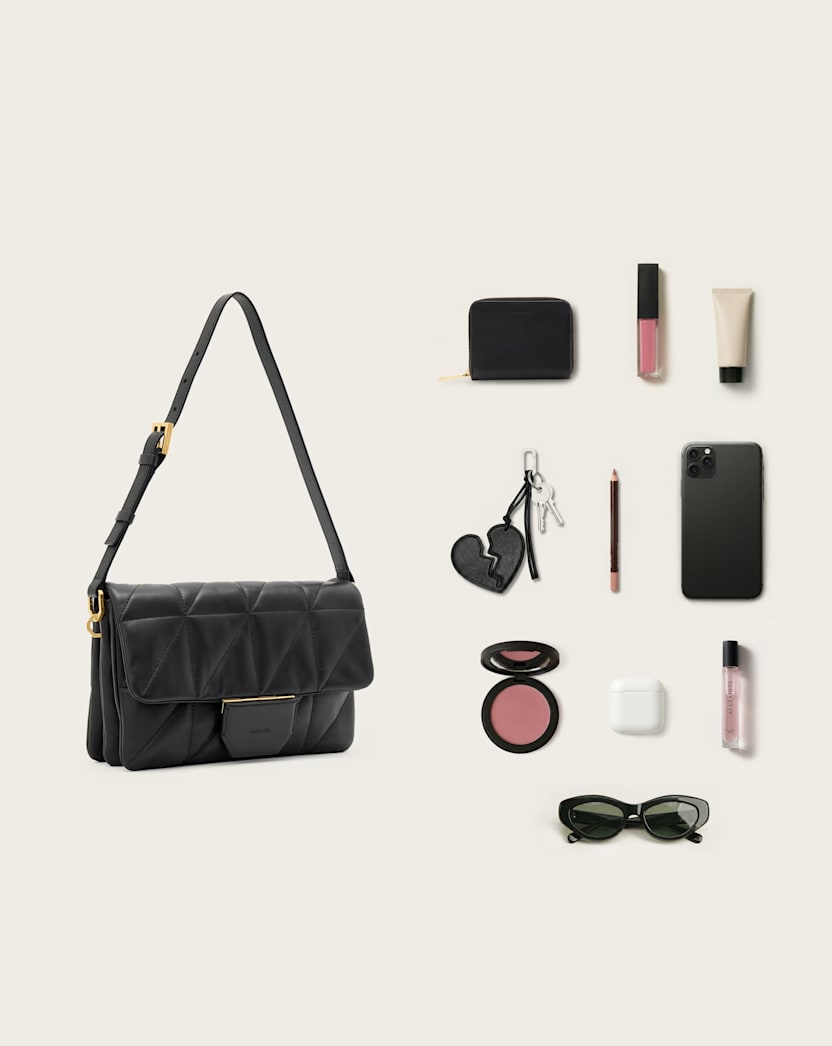 AllSaints Ondine Quilted Leather Shoulder Bag Women's Black Women's