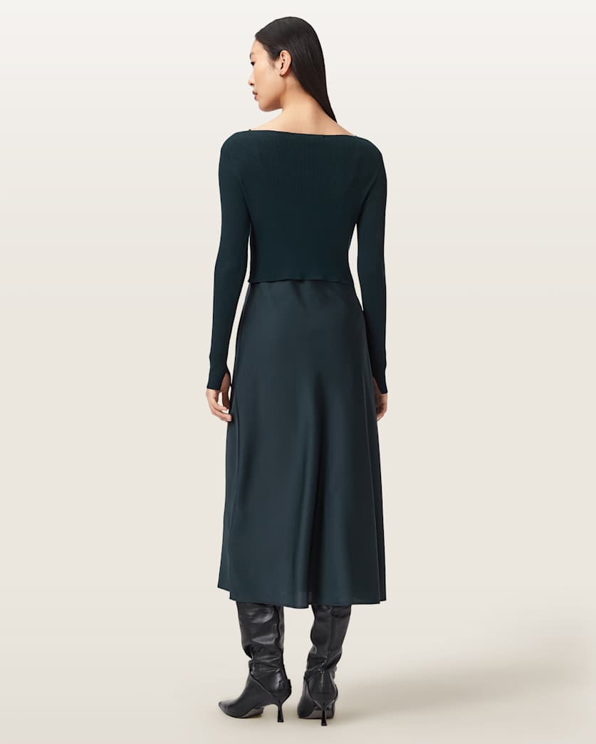AllSaints Hera 2 In 1 Midi Dress Women's Collegiate Blue Women's