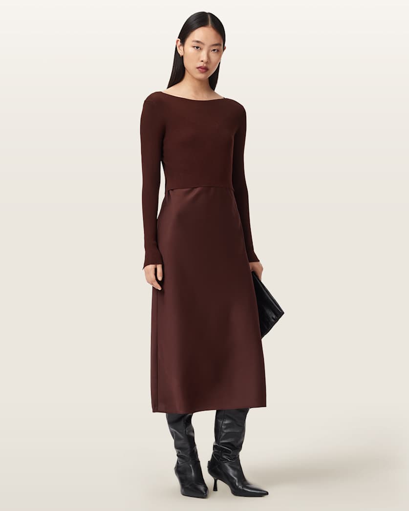 AllSaints Hera 2 In 1 Midi Dress Women's Collegiate Blue Women's