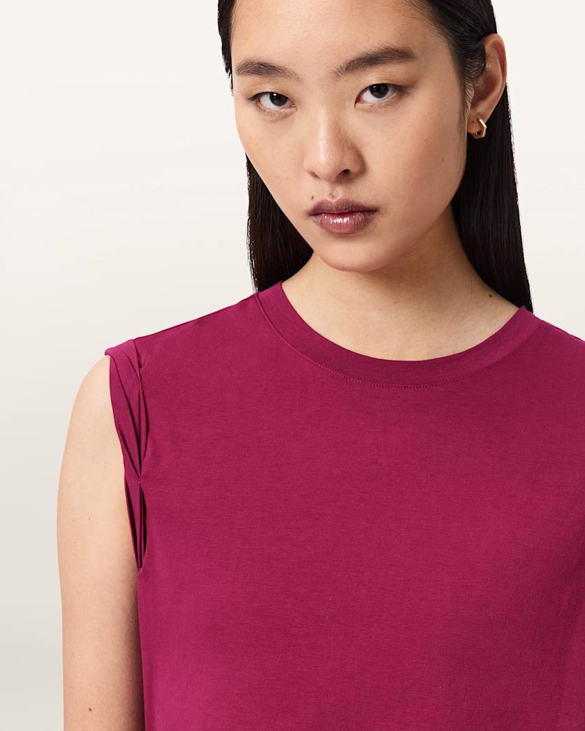 AllSaints West Sleeveless Tank Top Women's Pop Raspberry Pink Women's