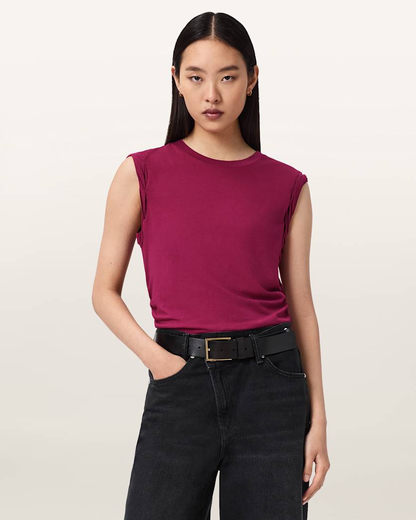 AllSaints West Sleeveless Tank Top Women's Pop Raspberry Pink Women's