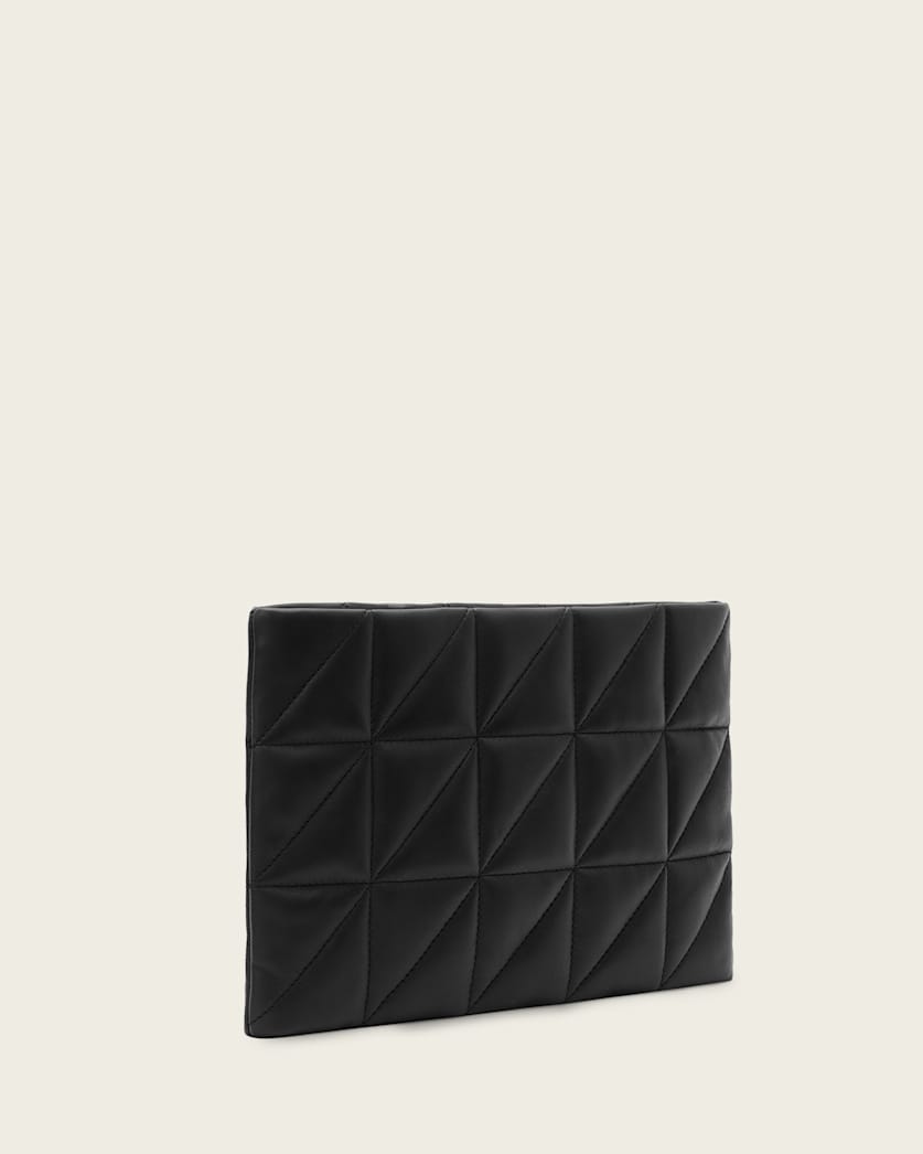 AllSaints Bettina Leather Quilt Clutch Bag Women's Black Women's