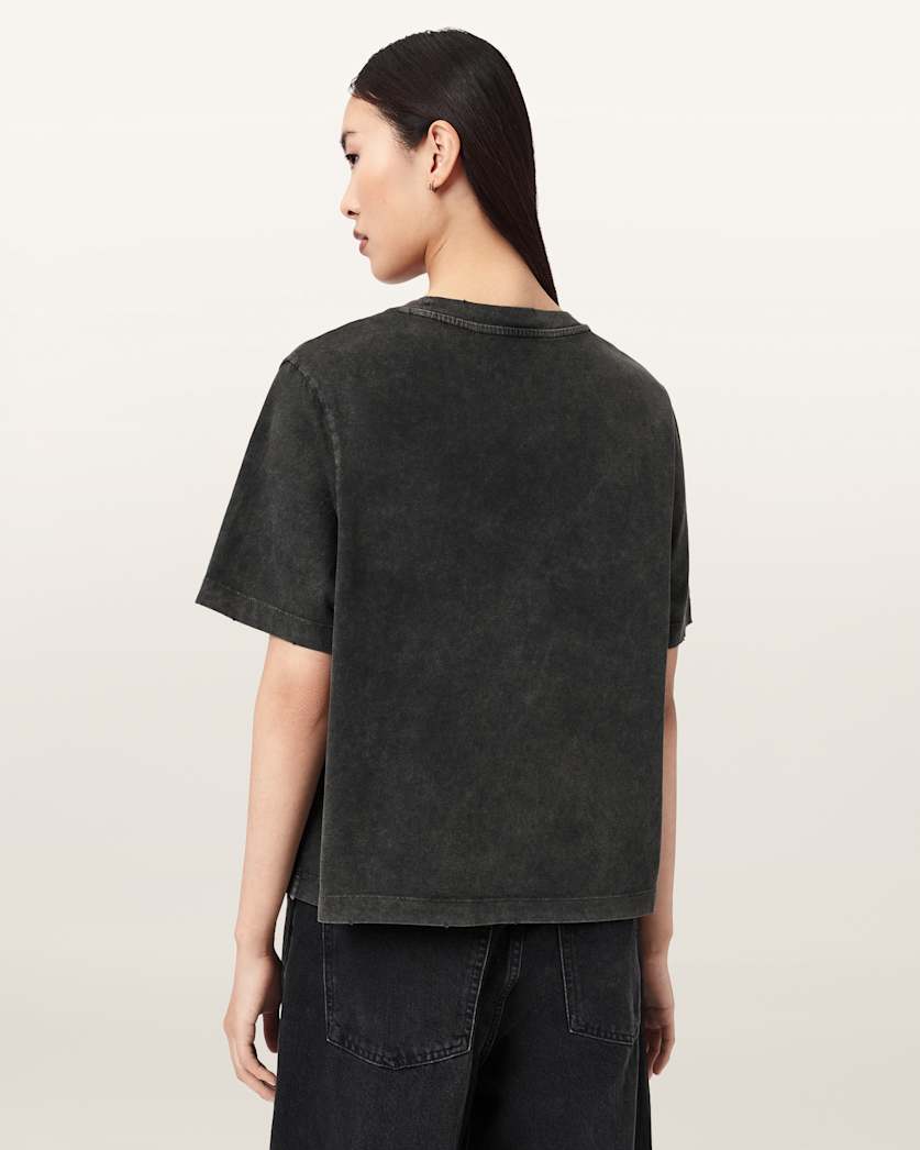 AllSaints Sabbath Lisa Boxy Graphic T Shirt Women's Washed Black Women's