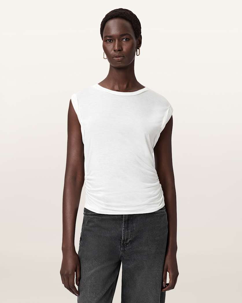 AllSaints West Shimmer Tank Top Women's Stone White Women's