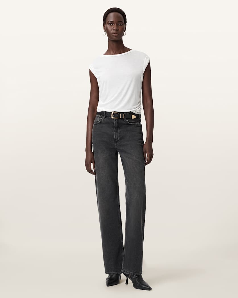 AllSaints West Shimmer Tank Top Women's Stone White Women's