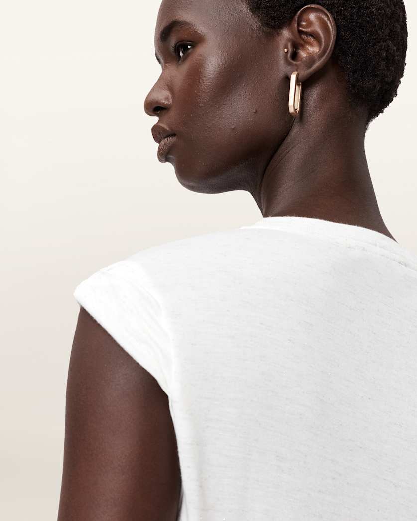 AllSaints West Shimmer Tank Top Women's Stone White Women's