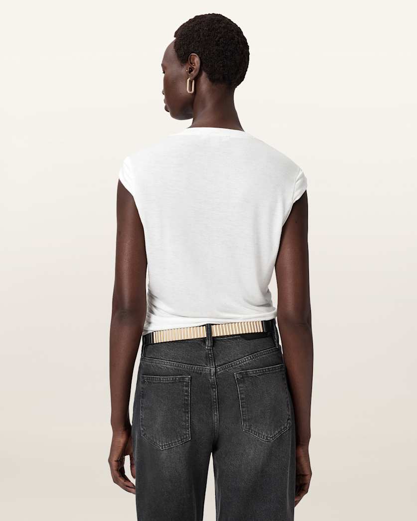AllSaints West Shimmer Tank Top Women's Stone White Women's