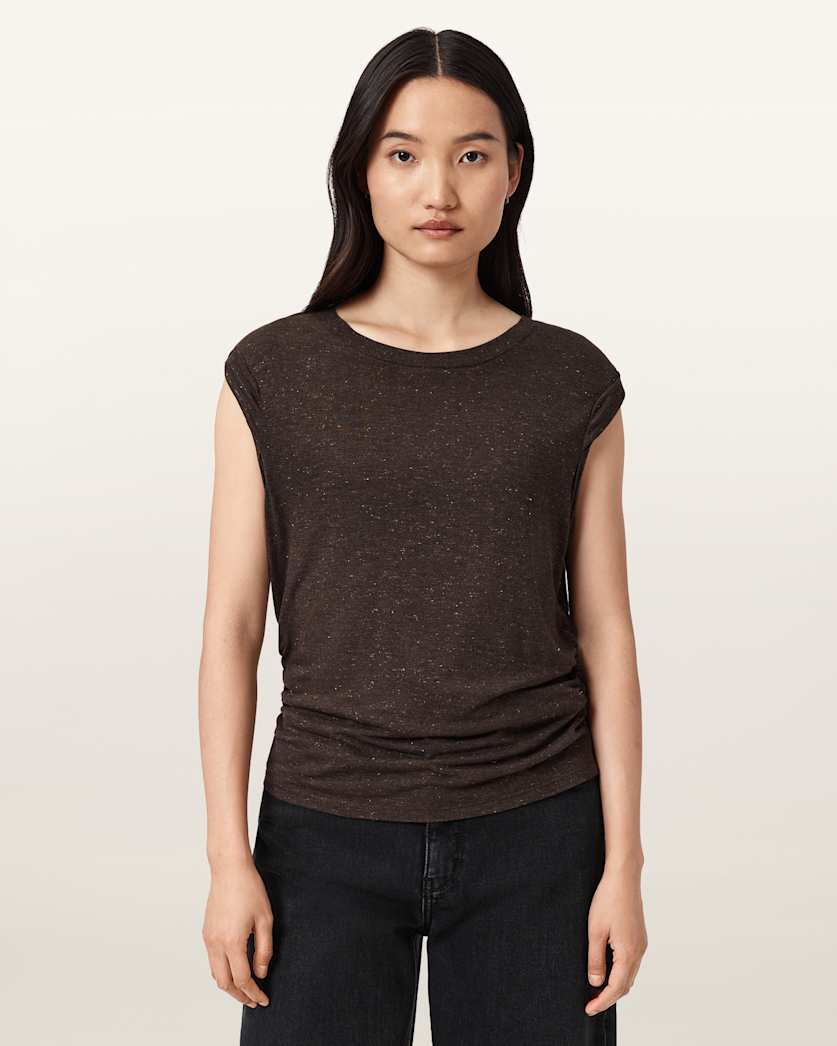 AllSaints West Shimmer Tank Top Women's Stone White Women's
