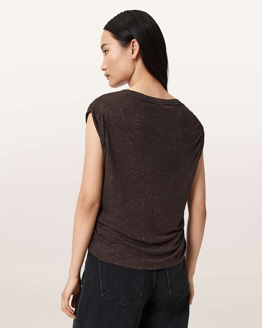 AllSaints West Shimmer Tank Top Women's Stone White Women's