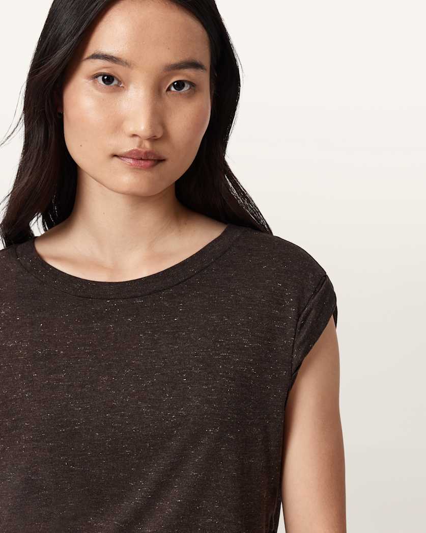 AllSaints West Shimmer Tank Top Women's Stone White Women's