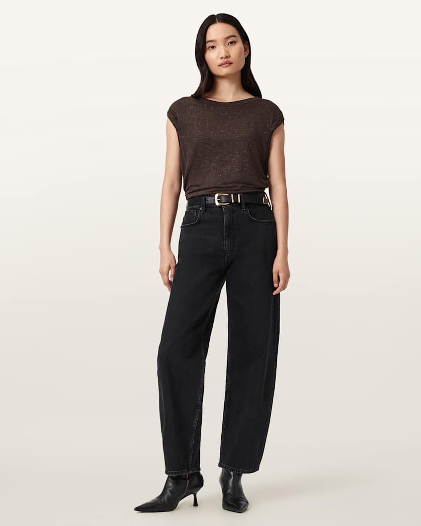 AllSaints West Shimmer Tank Top Women's Stone White Women's