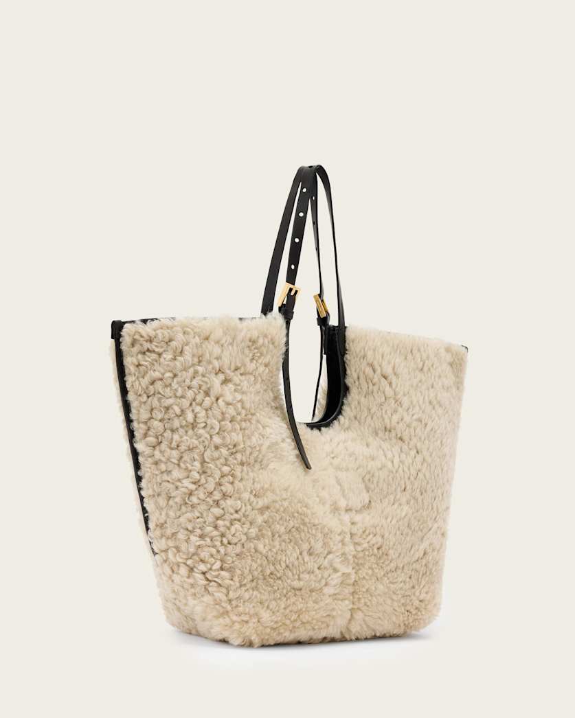 AllSaints Ara Shearling Tote Bag Women's Natural/Black Women's