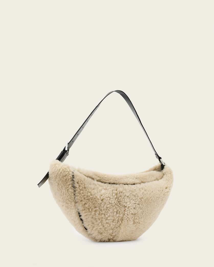 AllSaints Luna Shearling Shoulder Bag Women's Natural/Black Women's