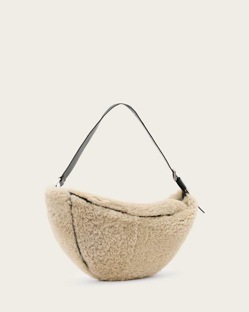 AllSaints Luna Shearling Shoulder Bag Women's Natural/Black Women's