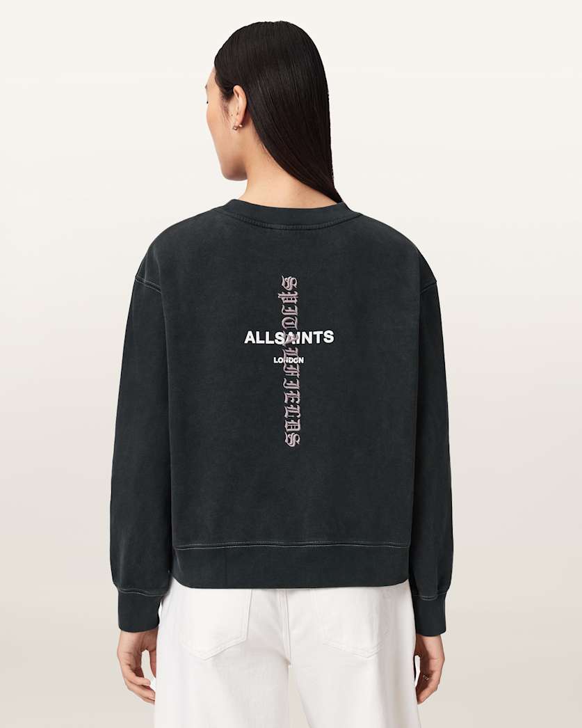 AllSaints Knox Pippa Sweatshirt Women's Washed Black Women's