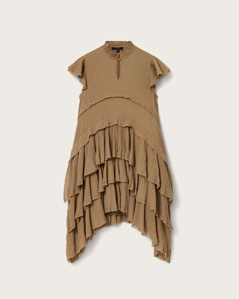 AllSaints Cavarly Cotton Mini Dress Women's Butternut Brown Women's