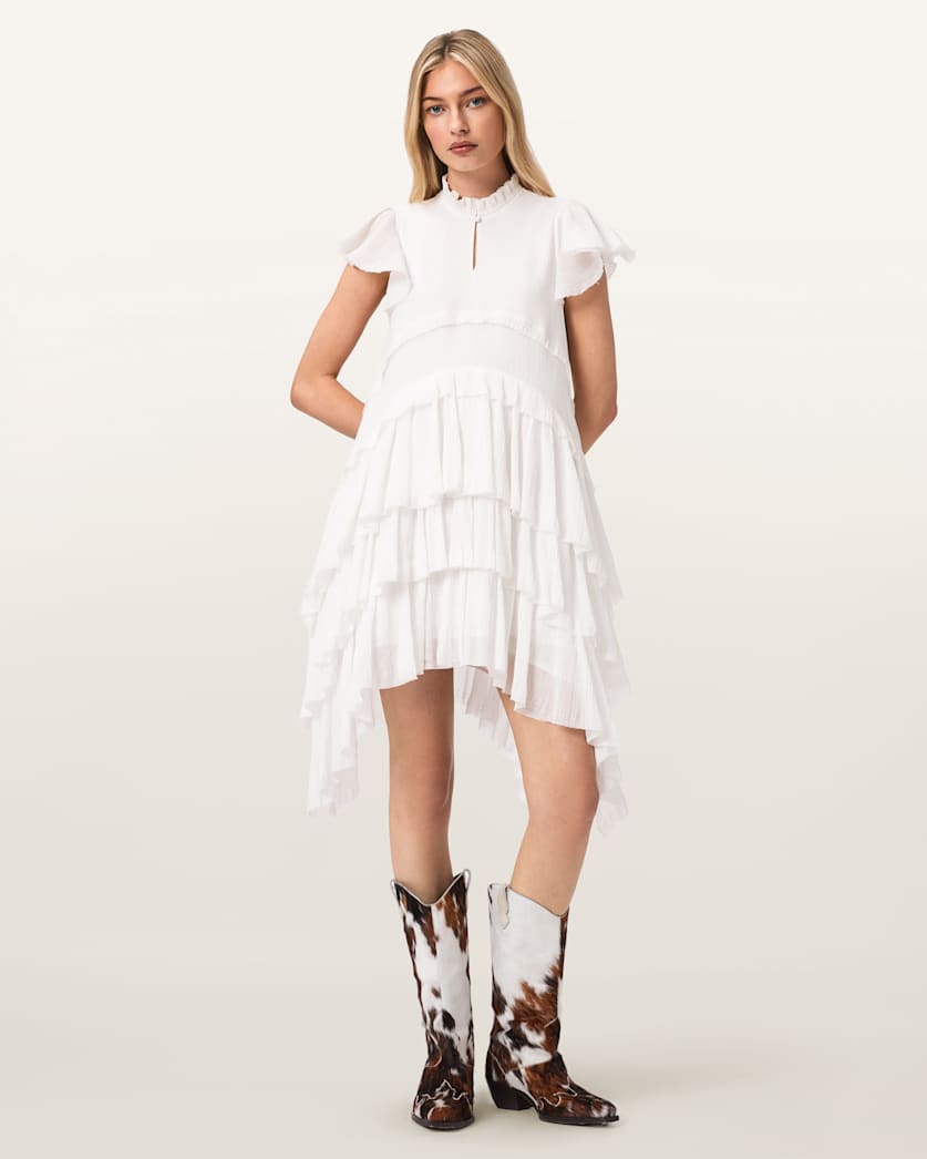 AllSaints Cavarly Cotton Mini Dress Women's Butternut Brown Women's