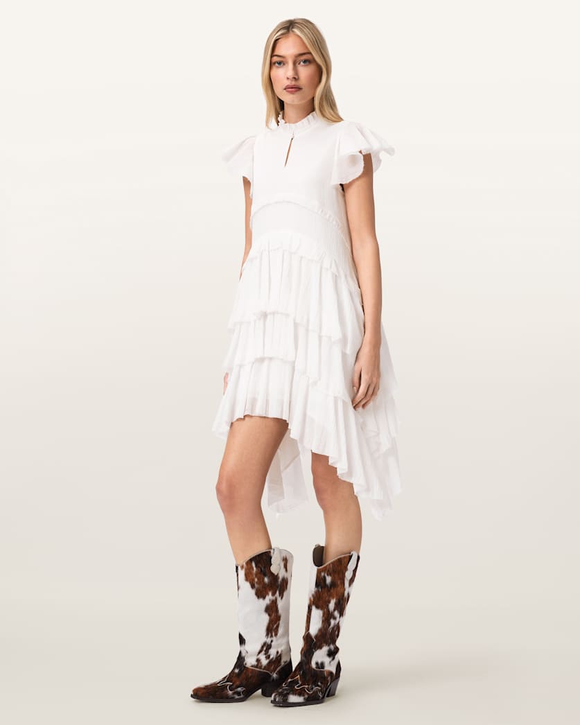 AllSaints Cavarly Cotton Mini Dress Women's Butternut Brown Women's