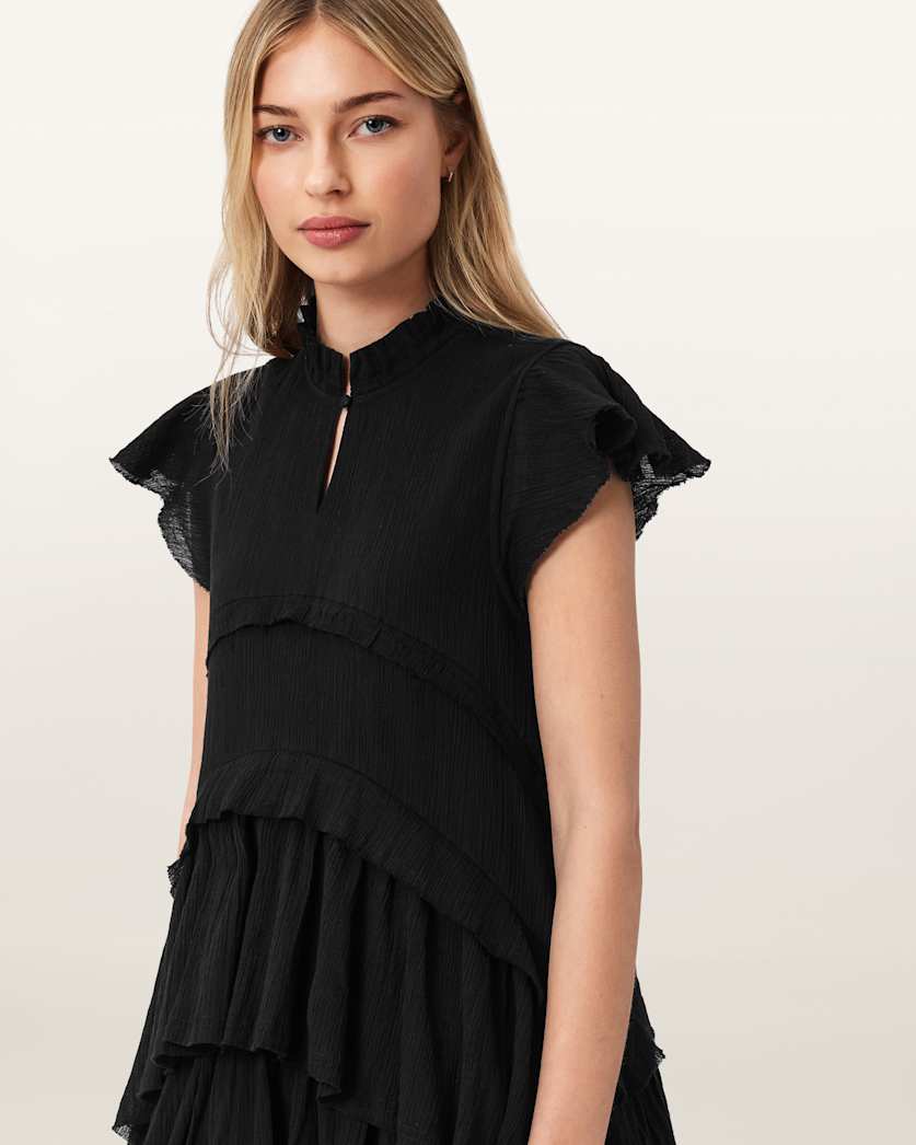 AllSaints Cavarly Cotton Mini Dress Women's Butternut Brown Women's
