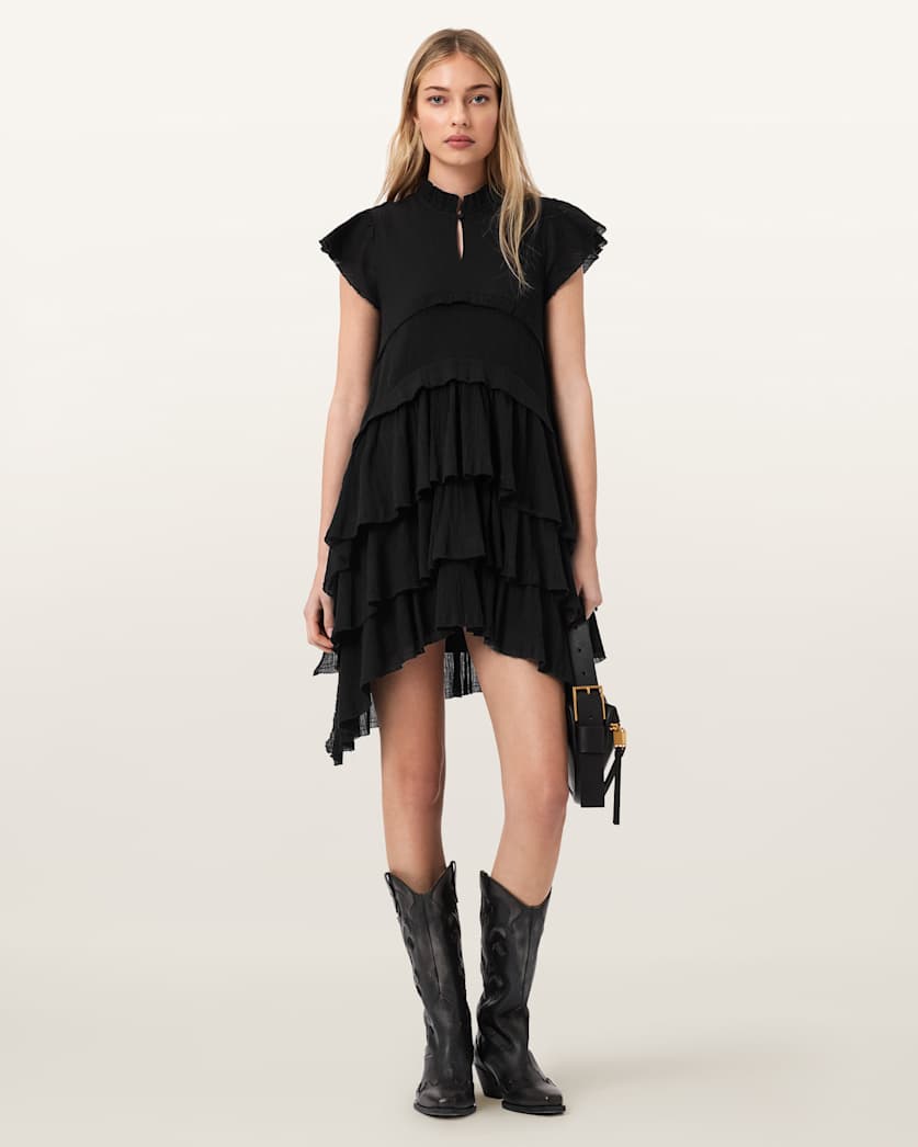 AllSaints Cavarly Cotton Mini Dress Women's Butternut Brown Women's