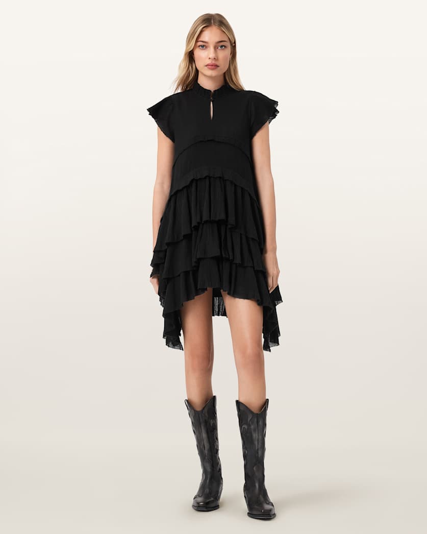 AllSaints Cavarly Cotton Mini Dress Women's Butternut Brown Women's