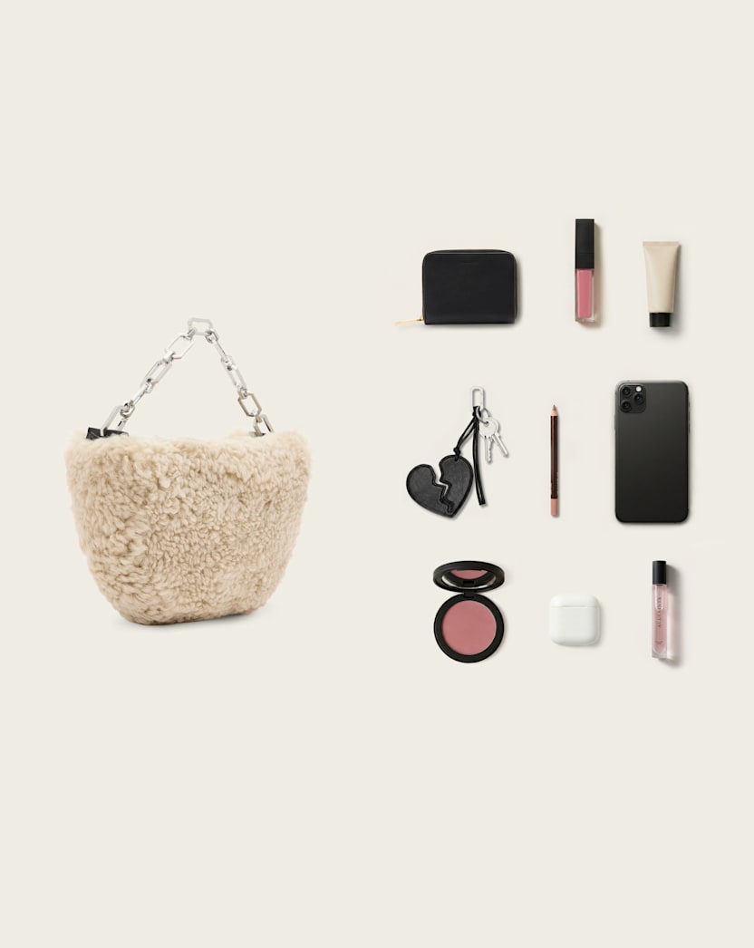 AllSaints Madea Mini Shearling Bag Women's Natural Women's