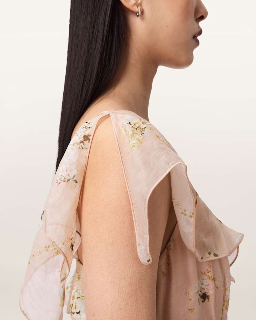 AllSaints Sienna Ruffle Maxi Dress Women's Empoli Pop Pink Women's