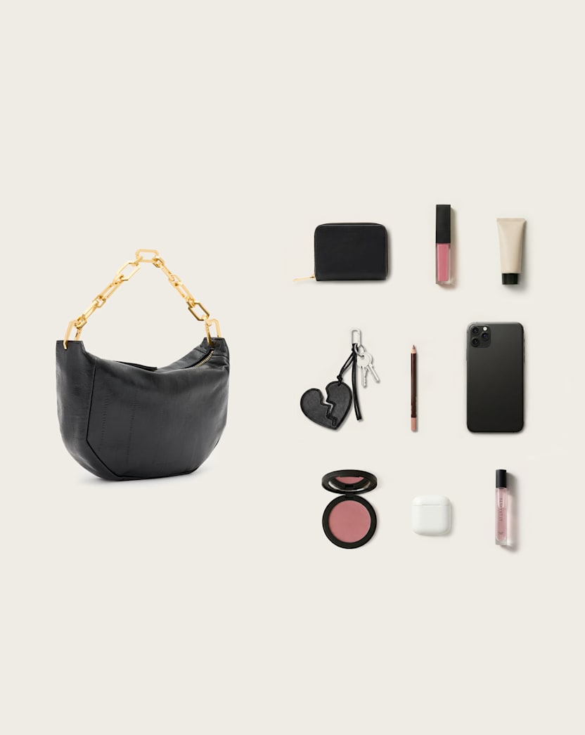 AllSaints Madea Mini Leather Clutch Bag Women's Black Women's